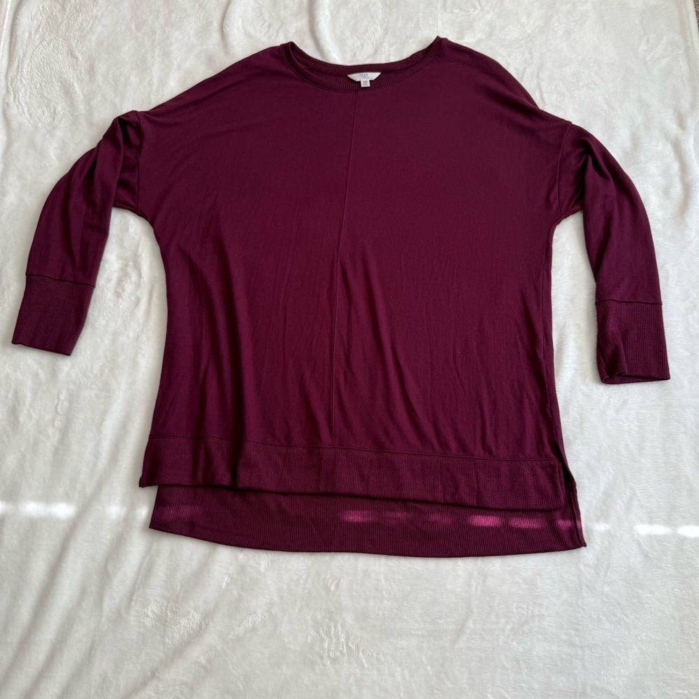 Time and Tru Women's Long Sleeve Top - Deep Burgundy color maroon